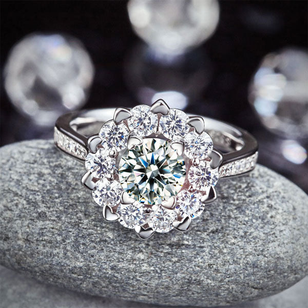 Snowflake 925 Sterling Silver Wedding Promise Anniversary Ring 1 Ct Simulated Diamond XFR8265