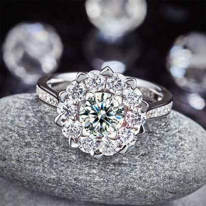 Snowflake 925 Sterling Silver Wedding Promise Anniversary Ring 1 Ct Simulated Diamond XFR8265
