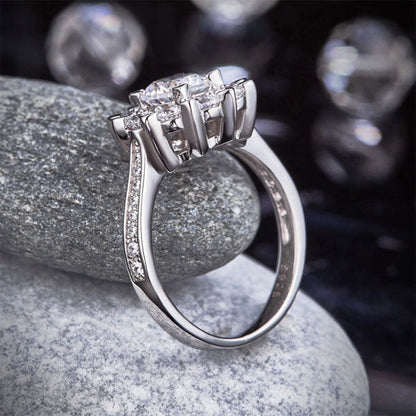 Snowflake 925 Sterling Silver Wedding Promise Anniversary Ring 1 Ct Simulated Diamond XFR8265