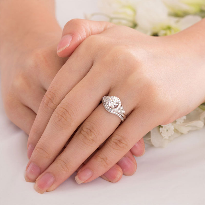 Solid 925 Sterling Silver Wedding Engagement Ring Set Anniversary Art Deco 1 Ct XFR8269
