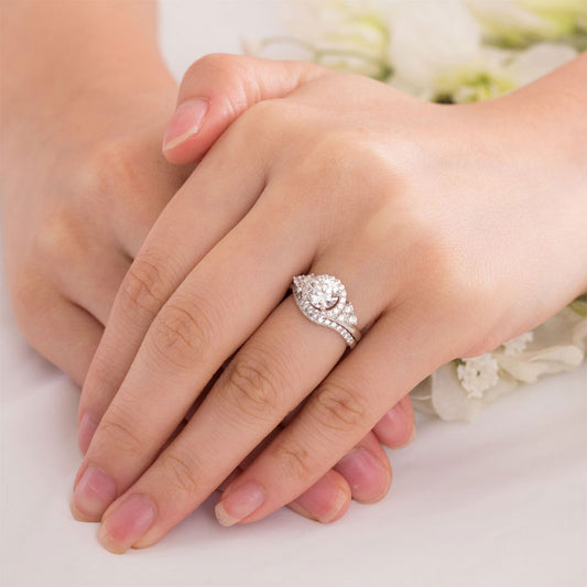 Solid 925 Sterling Silver Wedding Engagement Ring Set Anniversary Art Deco 1 Ct XFR8269