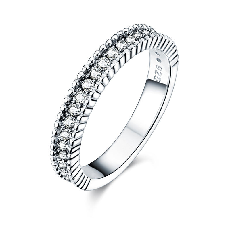 Solid 925 Sterling Silver 2-Pcs Wedding Engagement Ring Set 1 Ct Simulated Diamante Jewelry XFR8276