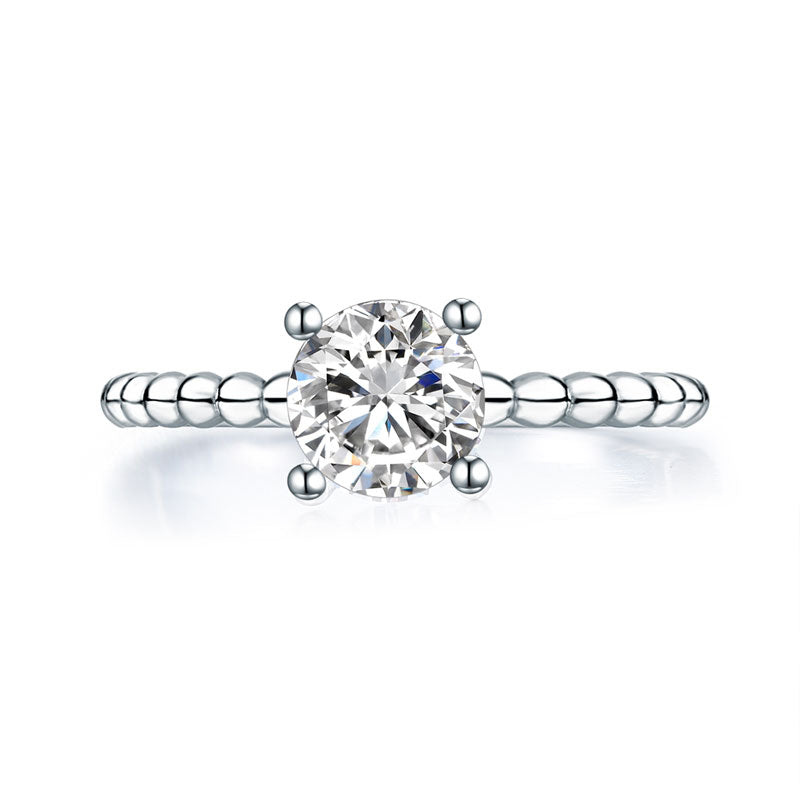 Solid 925 Sterling Silver 2-Pcs Wedding Engagement Ring Set 1 Ct Simulated Diamante Jewelry XFR8276
