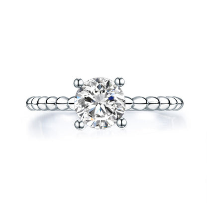 Solid 925 Sterling Silver 2-Pcs Wedding Engagement Ring Set 1 Ct Simulated Diamante Jewelry XFR8276