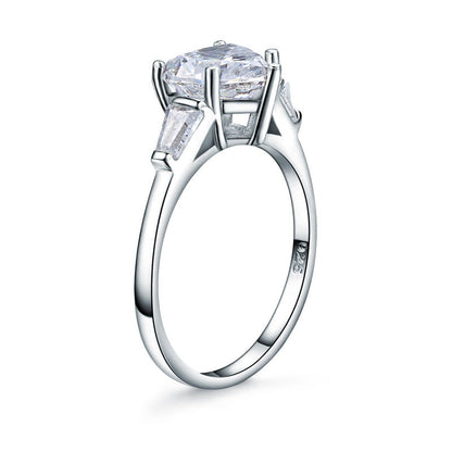 Solid 925 Sterling Silver Wedding Engagement Promise Ring 2 Carat Heart Jewelry Simulated Diamond XFR8279