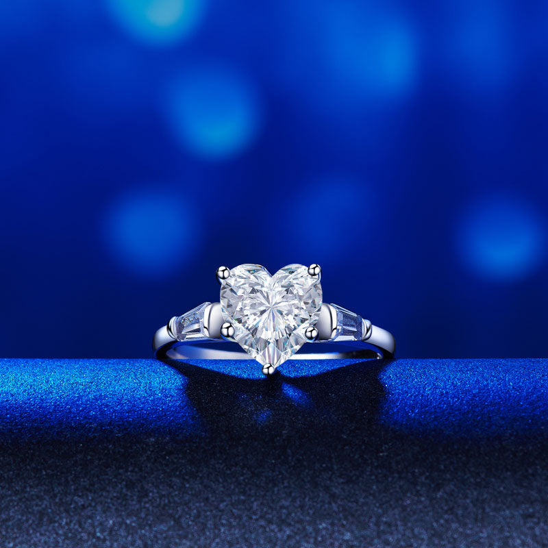 Solid 925 Sterling Silver Wedding Engagement Promise Ring 2 Carat Heart Jewelry Simulated Diamond XFR8279