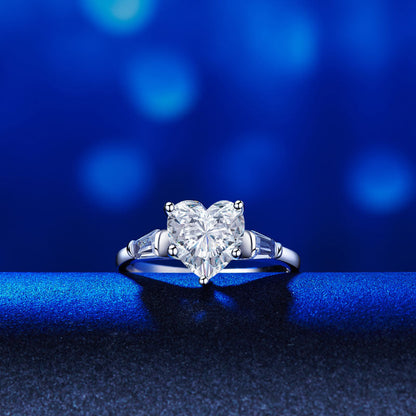 Solid 925 Sterling Silver Wedding Engagement Promise Ring 2 Carat Heart Jewelry Simulated Diamond XFR8279