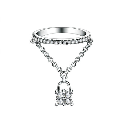 Solid 925 Sterling Silver Band Ring Dangle Purse Sparkling Simulated Diamond for Lady Trendy Stylish XFR8280