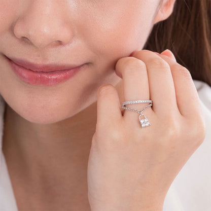 Solid 925 Sterling Silver Band Ring Dangle Purse Sparkling Simulated Diamond for Lady Trendy Stylish XFR8280