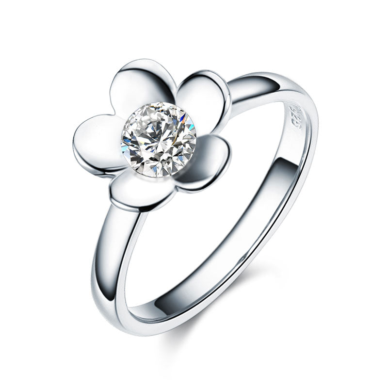 Solid 925 Sterling Silver 2-Pcs Butterfly Flower Ring Set Lady Jewelry 2017 New Design XFR8281