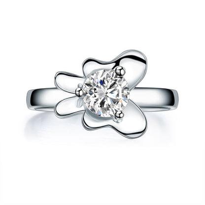 Solid 925 Sterling Silver 2-Pcs Butterfly Flower Ring Set Lady Jewelry 2017 New Design XFR8281