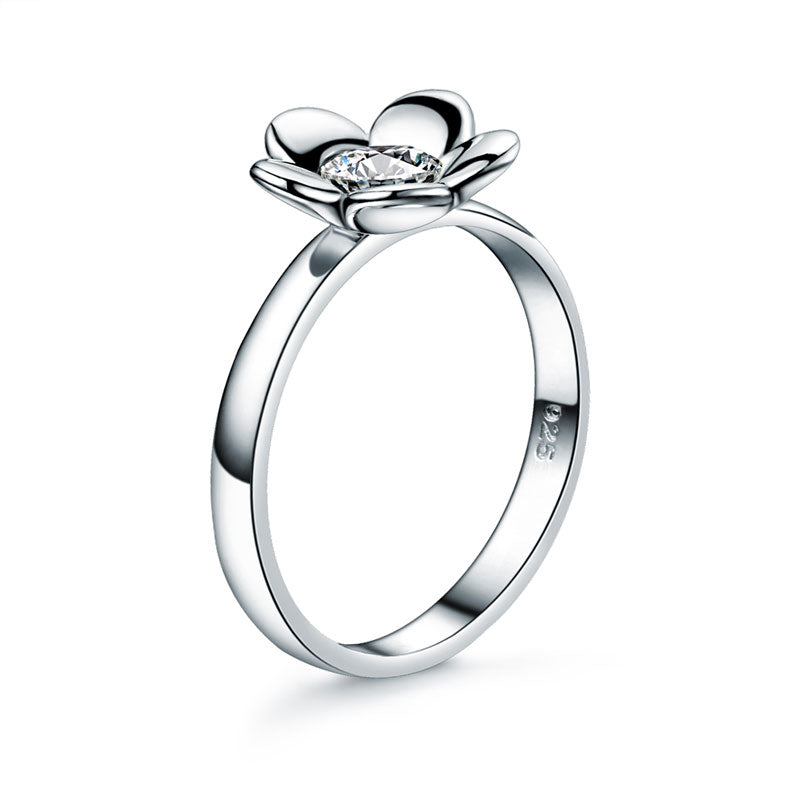 Solid 925 Sterling Silver 2-Pcs Butterfly Flower Ring Set Lady Jewelry 2017 New Design XFR8281