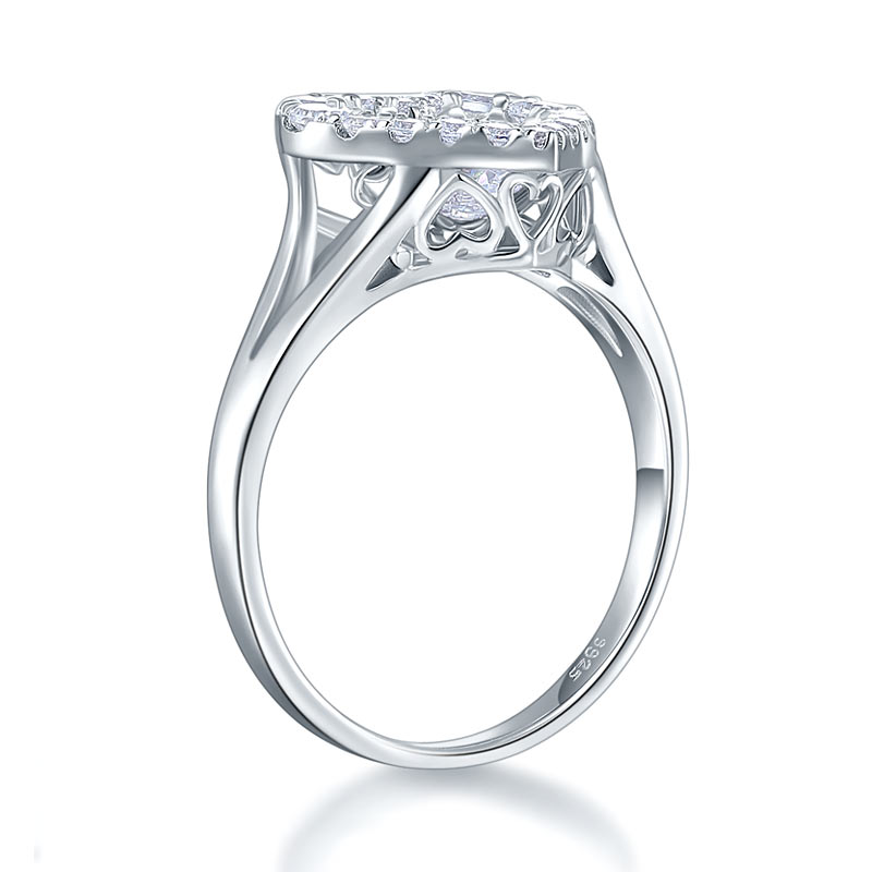 Dancing Stone Heart Solid 925 Sterling Silver Ring Fashion Wedding Jewelry XFR8283