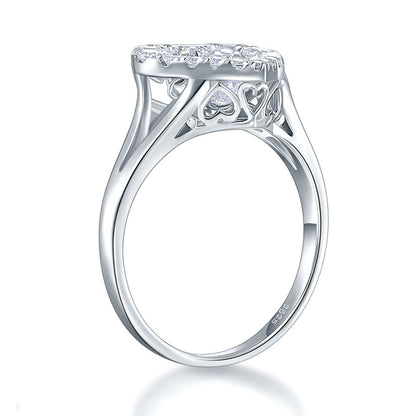Dancing Stone Heart Solid 925 Sterling Silver Ring Fashion Wedding Jewelry XFR8283
