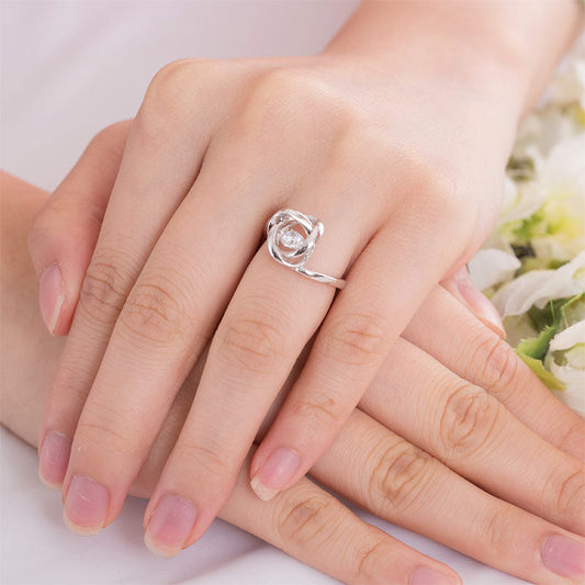 Dancing Stone Woven Solid 925 Sterling Silver Ring New Style XFR8284