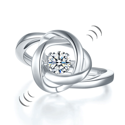 Dancing Stone Woven Solid 925 Sterling Silver Ring New Style XFR8284