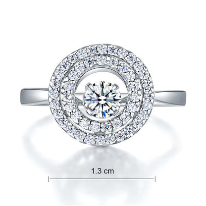 Dancing Stone Double Halo Solid 925 Sterling Silver Ring Fashion Wedding Jewelry XFR8285