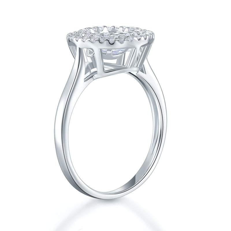 Dancing Stone Double Halo Solid 925 Sterling Silver Ring Fashion Wedding Jewelry XFR8285