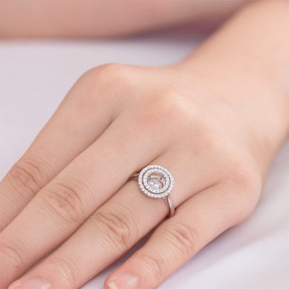 Dancing Stone Double Halo Solid 925 Sterling Silver Ring Fashion Wedding Jewelry XFR8285