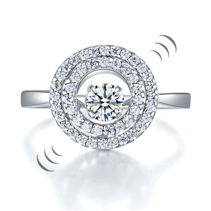 Dancing Stone Double Halo Solid 925 Sterling Silver Ring Fashion Wedding Jewelry XFR8285