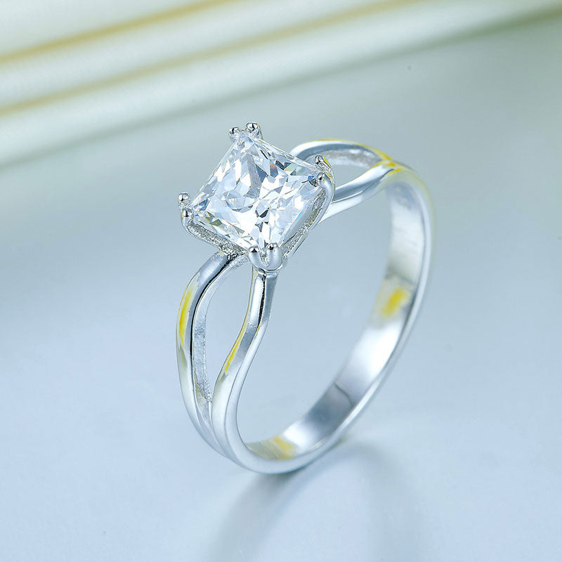 Princess Cut 1 Ct Solid 925 Sterling Silver Ring Promise Anniversary Engagement Wedding Jewelry XFR8289