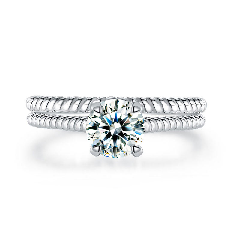 Promise Engagement 2-PC Solid Sterling 925 Silver Twist Solitaire Ring Set Bridal Jewelry XFR8291