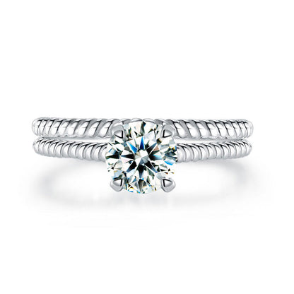 Promise Engagement 2-PC Solid Sterling 925 Silver Twist Solitaire Ring Set Bridal Jewelry XFR8291