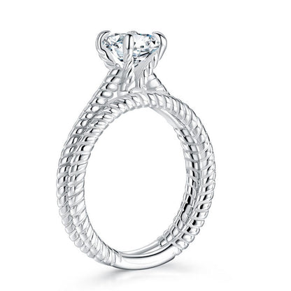 Promise Engagement 2-PC Solid Sterling 925 Silver Twist Solitaire Ring Set Bridal Jewelry XFR8291