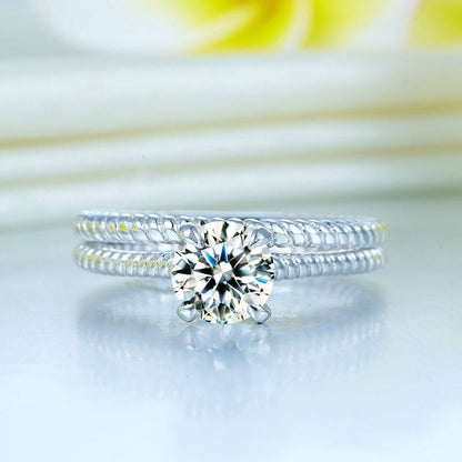 Promise Engagement 2-PC Solid Sterling 925 Silver Twist Solitaire Ring Set Bridal Jewelry XFR8291