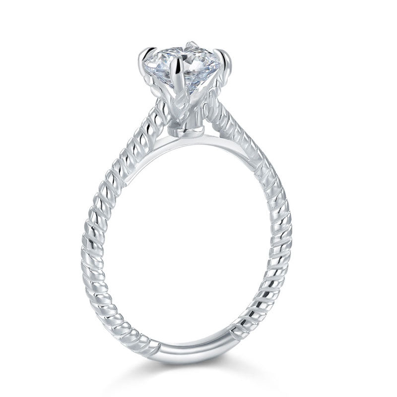 Promise Engagement 2-PC Solid Sterling 925 Silver Twist Solitaire Ring Set Bridal Jewelry XFR8291