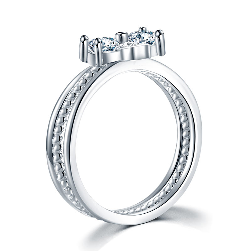 Solid 925 Sterling Silver Ring Set 3-Pcs Set Heart Love Jewelry XFR8299