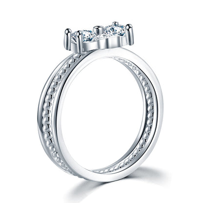 Solid 925 Sterling Silver Ring Set 3-Pcs Set Heart Love Jewelry XFR8299