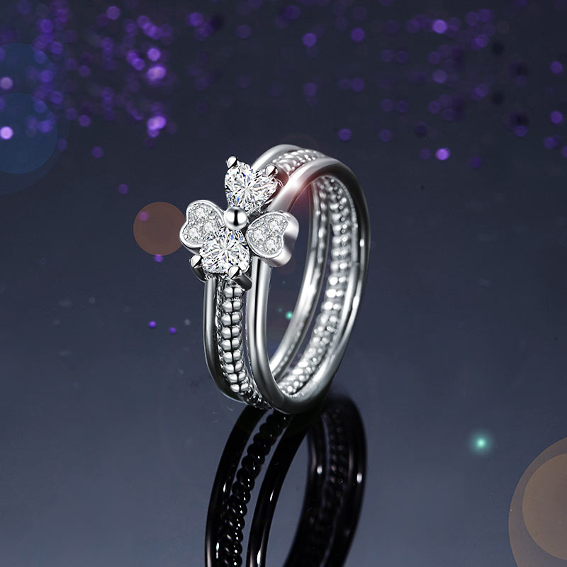 Solid 925 Sterling Silver Ring Set 3-Pcs Set Heart Love Jewelry XFR8299