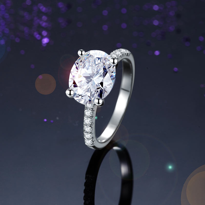 Solid 925 Sterling Silver 4 Carat Wedding Anniversary Ring Oval Cut Luxury Jewelry XFR8300