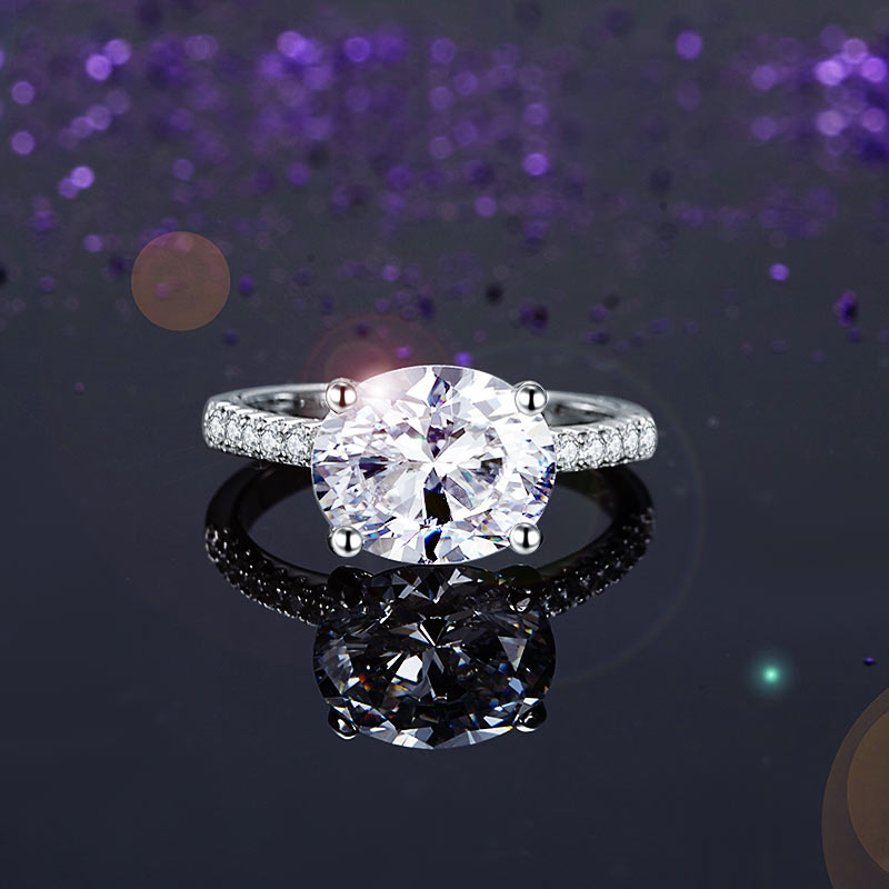 Solid 925 Sterling Silver 4 Carat Wedding Anniversary Ring Oval Cut Luxury Jewelry XFR8300