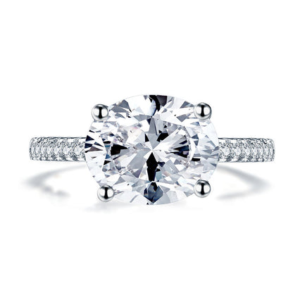 Solid 925 Sterling Silver 4 Carat Wedding Anniversary Ring Oval Cut Luxury Jewelry XFR8300