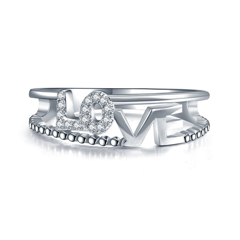 Solid 925 Sterling Silver Ring Band Fashion LOVE 2018 New Style for Girls / Ladies XFR8301