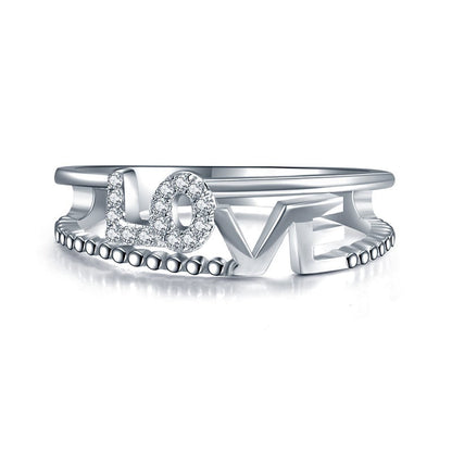 Solid 925 Sterling Silver Ring Band Fashion LOVE 2018 New Style for Girls / Ladies XFR8301