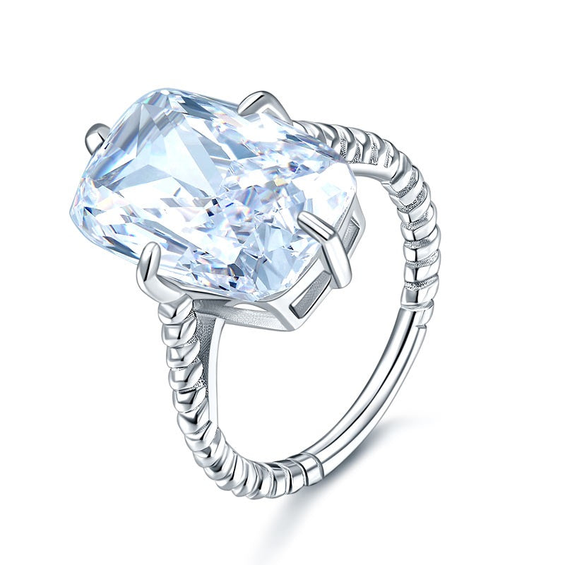 Solid 925 Sterling Silver Luxury Ring Solitaire 8.5 Carat Wedding Engagement Party Pageant Jewelry XFR8305