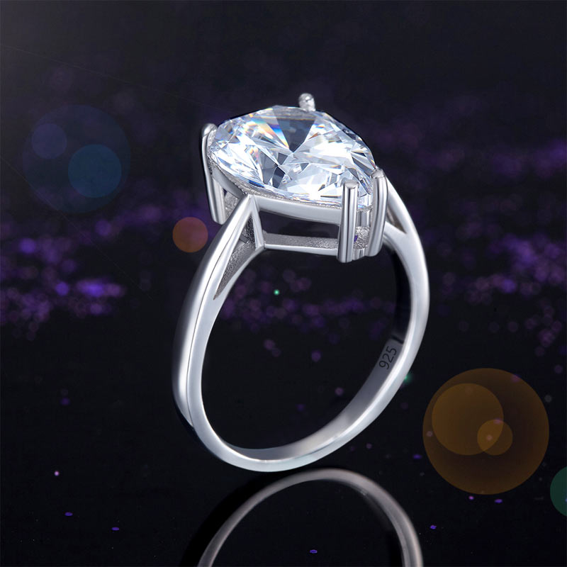 Solid 925 Sterling Silver Luxury Ring Solitaire Pear 4.5 Carat Wedding Engagement Party Pageant Jewelry XFR8306