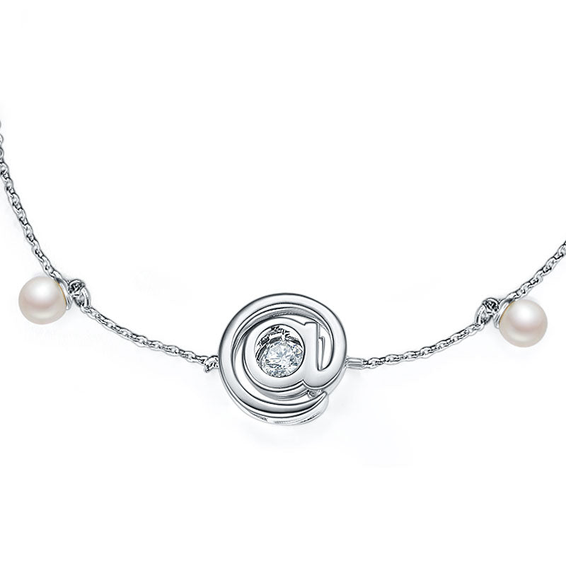 Moissanite Diamond Fresh Water Pearls @ Dancing Stone Bracelet 925 Sterling Silver MFB8129