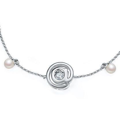 Moissanite Diamond Fresh Water Pearls @ Dancing Stone Bracelet 925 Sterling Silver MFB8129