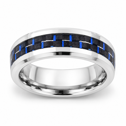 Black Tungsten 6mm Engagement Ring for Men — topdown studio product view