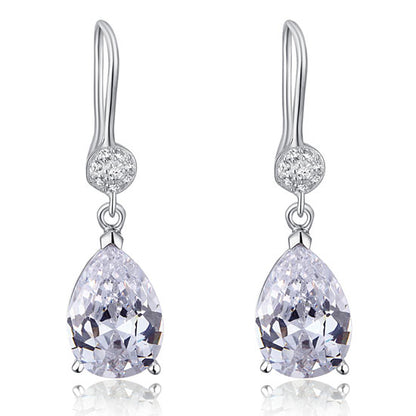 4 Carat Pear Cut Simulated Diamond 925 Sterling Silver Dangle Earrings XFE8012
