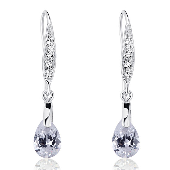 2 Carat Pear Cut Simulated Diamond 925 Sterling Silver Dangle Earrings XFE8018