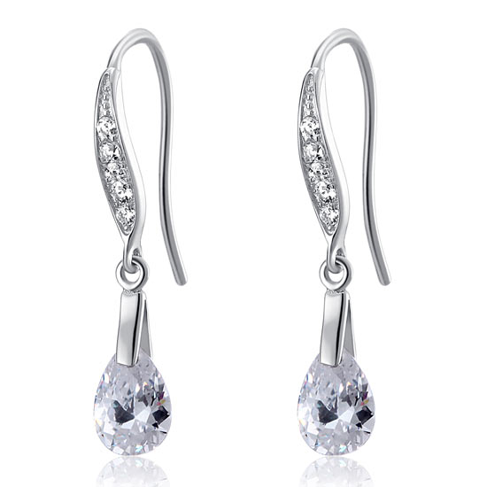 2 Carat Pear Cut Simulated Diamond 925 Sterling Silver Dangle Earrings XFE8018