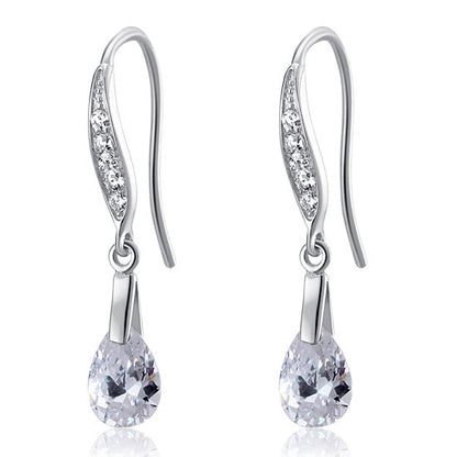 2 Carat Pear Cut Simulated Diamond 925 Sterling Silver Dangle Earrings XFE8018