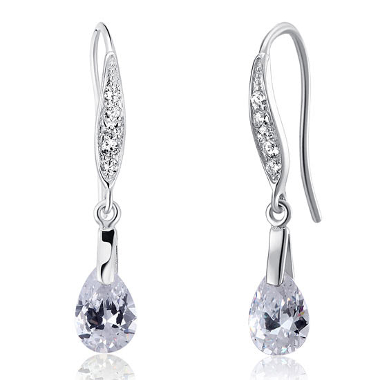 2 Carat Pear Cut Simulated Diamond 925 Sterling Silver Dangle Earrings XFE8018