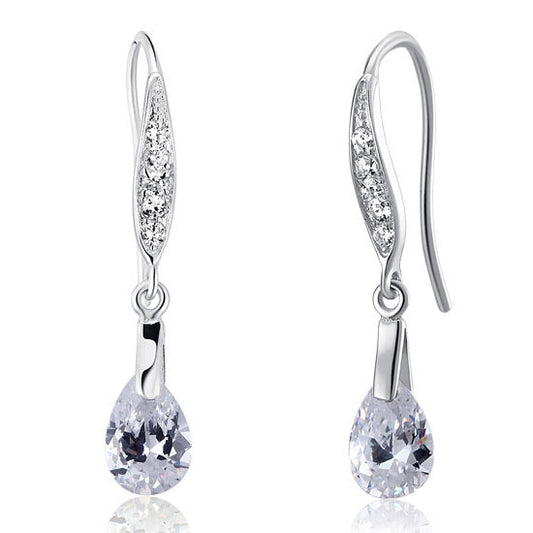2 Carat Pear Cut Simulated Diamond 925 Sterling Silver Dangle Earrings XFE8018