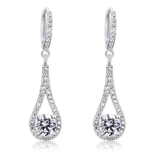 1 Carat Round Cut Solid 925 Sterling Silver Bridal Wedding Dangle Earrings Jewelry XFE8019